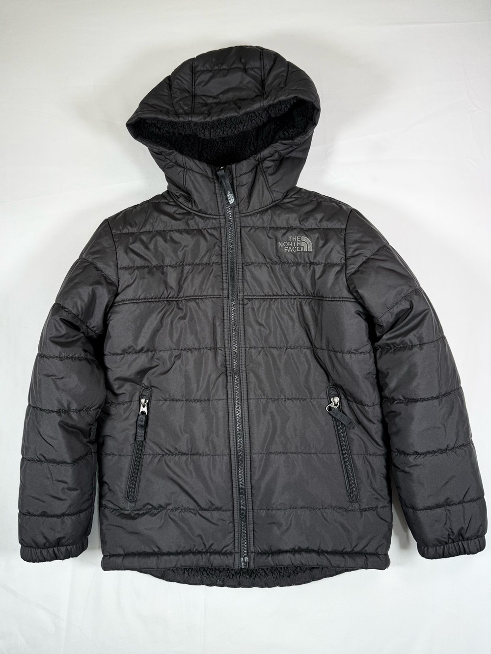 THE NORTH FACE Boys Reversible Mount Chimborazo Hoodie S 7-8 Sherpa Puffer